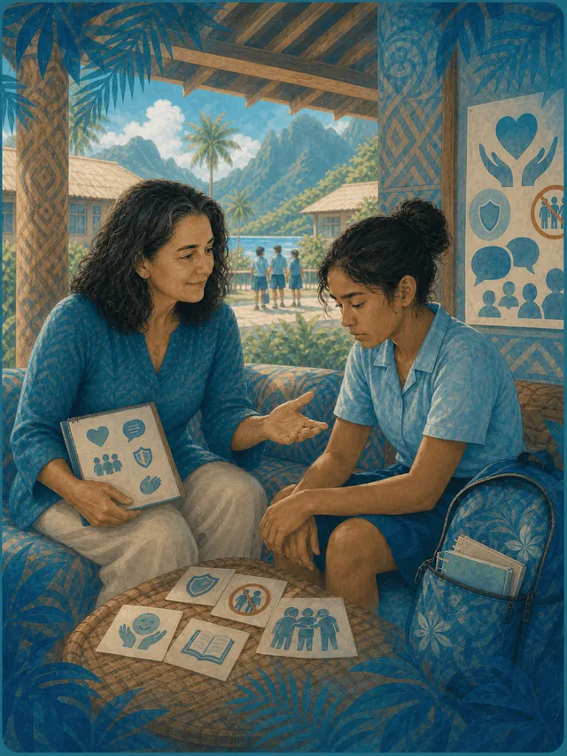 Psychologue e fārerei ra i te hō'ē taure'are'a, i Raiatea